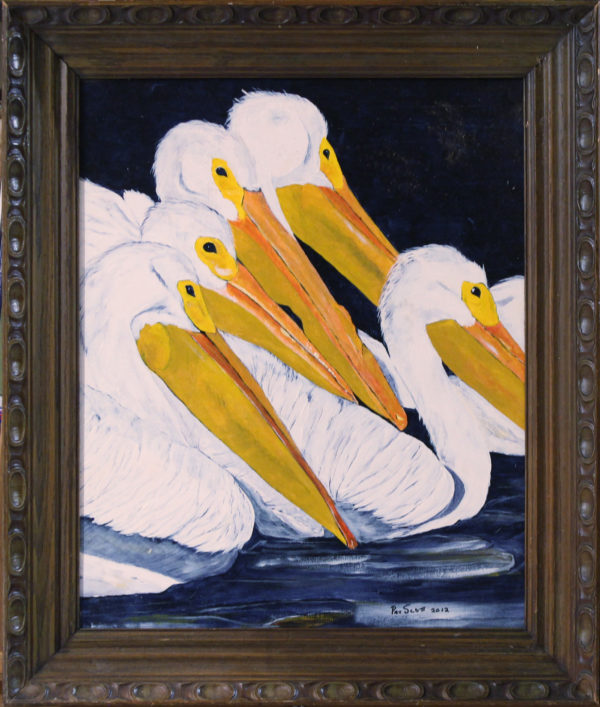 Pelicans Acrylic Framed Painting 16" x 20"