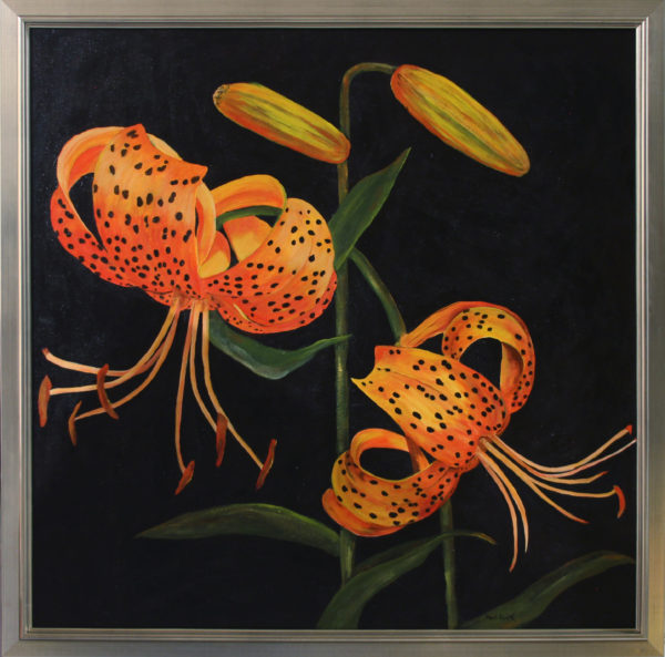Wild Tiger Lilies Acrylic Framed 3' x 3'