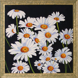Field of daisies framed acrylic painting