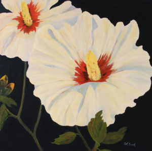 White Hibiscus acrylic painting deep canvas