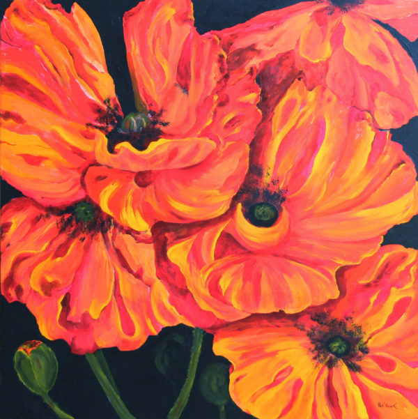 Poppies acrylic painting deep canvas