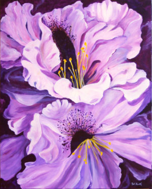 Purple Rhododendron acrylic painting deep canvas