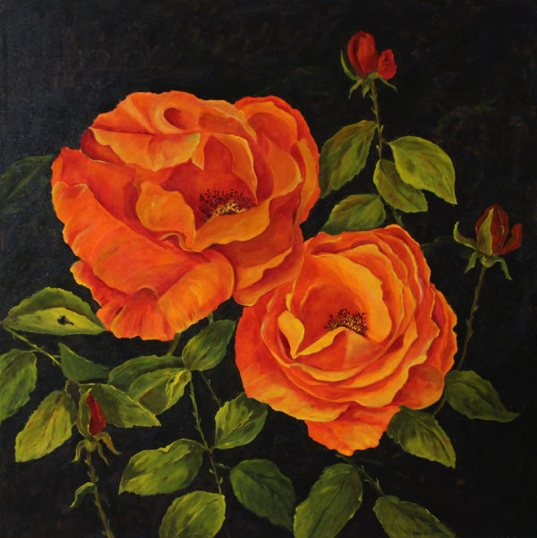 Orange Rose acrylic painting deep canvas