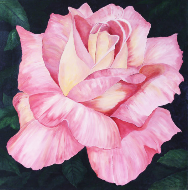 Pink Rose Acrylic painting deep canvas 3' x 3'