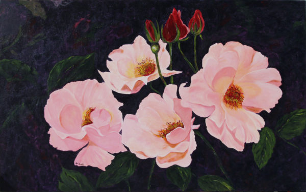 Floribumda Roses acrylic painting deep canvas