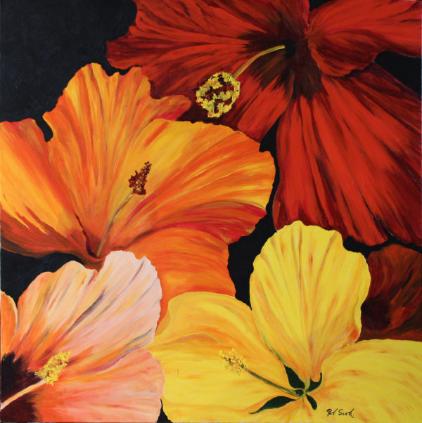 Hibiscus acrylic painting deep canvas